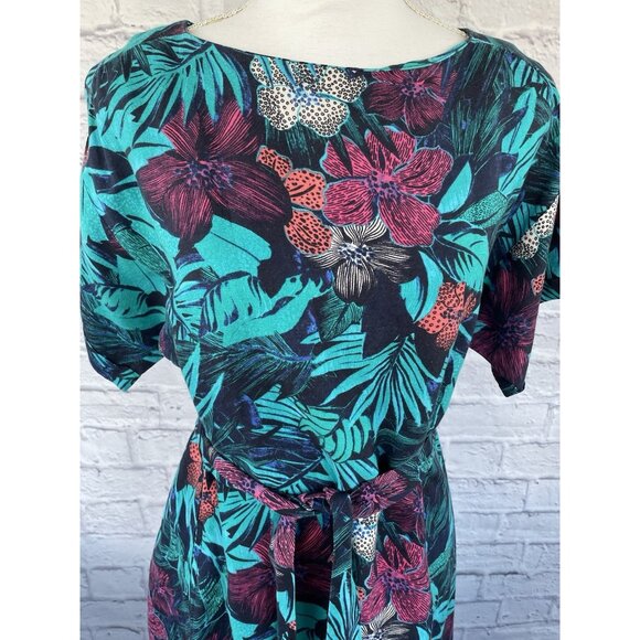 LOFT Petites Women's Dress Size Small Flowers 60% Linen Tropical Summer Pockets - Picture 15 of 15
